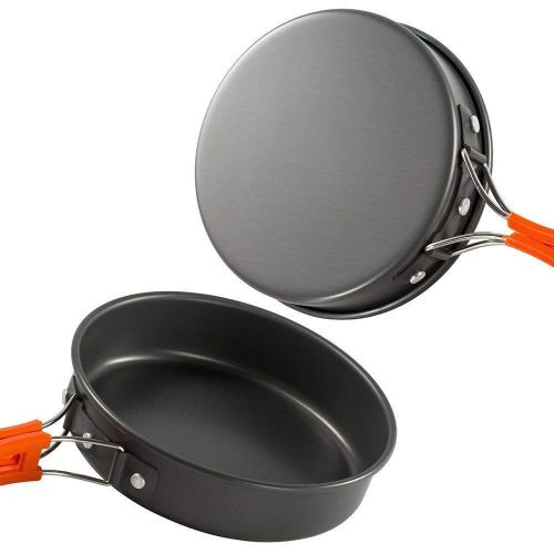  Tuuertge Camping Cookware Set Camping Cookware Set Outdoor Cooking Equipment Aluminium Compact Camping Cookware Mess Kit Pot Pan Kettle Stove Cups Spork Spatula Collapsible Backpacking Cook