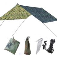 Tuuertge Mountaineering Tent Camouflage 9.8x9.5 Feet Hammock Tarp Cover Tent Waterproof Rain Fly Tarp Shelter With Stakes Ropes Survival Gear Kit For Fishing Beach Camping Backpacking Tents