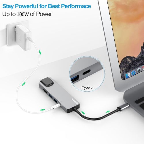  [아마존 핫딜] [아마존핫딜]Tuwejia USB C Hub Multiport Adapter with 4kHDMI Output, 1000M RJ45 Gigabit Ethernet, 2USB3.0 Ports,60W Power Delivery, 5-in-1 USB C Network Adapter for MacBook Pro & Type C Windows Laptops