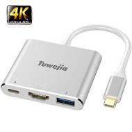 USB C to HDMI Multiport Adapter Tuwejia USB 3.1 Gen 1 Thumderbolt 3 to HDMI 4K Video ConverterUSB 3.0 hub Port PD Quick Charging Port with Large Projection for 2015161718 MacBo