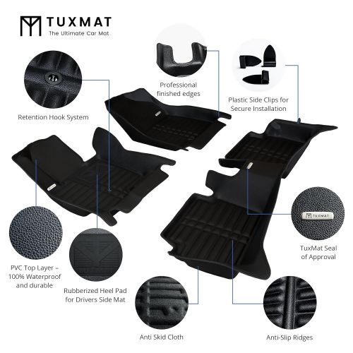  TuxMat Custom Car Floor Mats for Acura ILX 2013-2020 Models - Laser Measured, Largest Coverage, Waterproof, All Weather. The Best Acura ILX Accessory. (Full Set - Black)