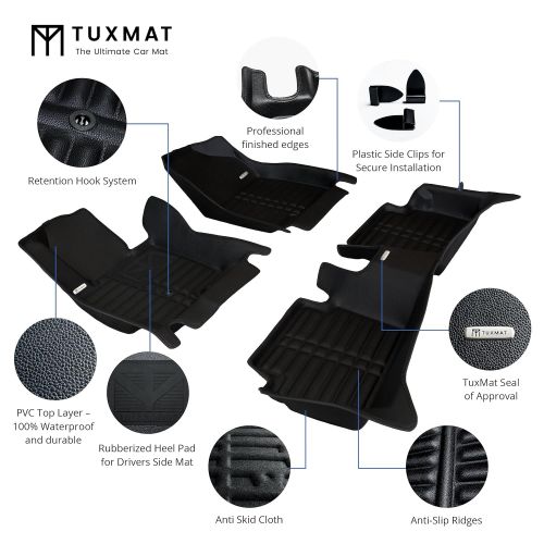  TuxMat Custom Car Floor Mats for Toyota Camry Hybrid 2018-2020 Models - Laser Measured, Largest Coverage, Waterproof, All Weather. The Best Toyota Camry Accessory. (Full Set - Blac