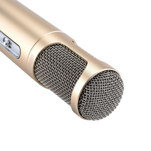  Genuine Tuxun K068 Portable Wireless Microphone Karaoke Player Bluetooth Speaker USB Microphone Singing for IOS and Android Golden