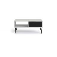 Tvilum 7538449gm Diana 1 Drawer Coffee Table White/Black Matte