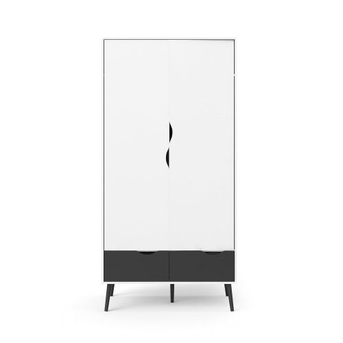  Tvilum 7539649gm Diana 2 Drawer and 2 Door Wardrobe White/Black Matte