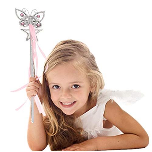  Tvoip 5Pcs 13 Inches Butterfly Princess Fairy Wand Girls Magic Ribbons Wands Streamers Costume Fancy Dress Props Pink Bachelor Party Favor