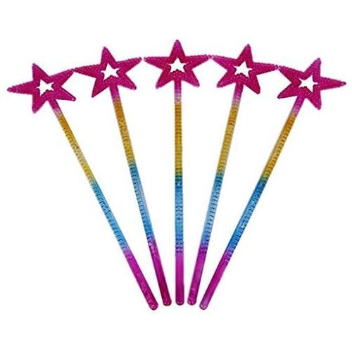  Tvoip 5PCS Girls Costume Props Star Magic Wand Angel Fairy Wands Sticks Birthday Party Wedding Halloween Cosplay Christmas 13 Inches (Multicolor)
