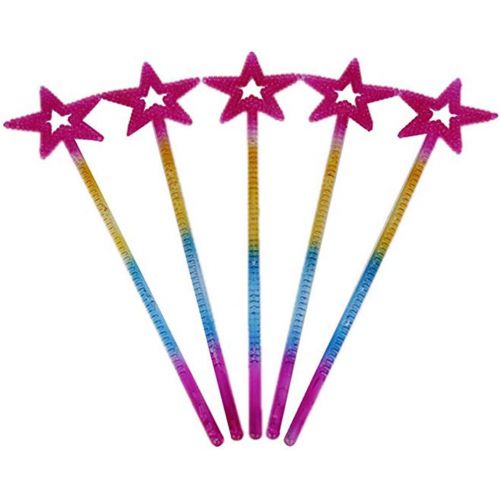  Tvoip 5PCS Girls Costume Props Star Magic Wand Angel Fairy Wands Sticks Birthday Party Wedding Halloween Cosplay Christmas 13 Inches (Multicolor)