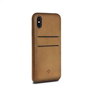 Twelve South Relaxed Leather Case for iPhone XS  iPhone X | Hand Burnished Leather Wallet Shell (Cognac)