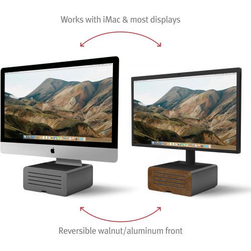  Twelve South HiRise Pro for iMac & other Displays | Height-adjustable stand with storage, plus reversible front with leather inlay