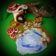 Twigsimmortalized Waldorf Inspired Playscape Mat with accessories. Needle Felted Fairy Mushroom House. Montessori Toys. Nursery Night lights. Early Childhood.