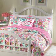 Cozy Line Pink Floral 2-Pcs Quilt Sets Reversible Polka Dot Little Girl Bed (Pink Floral, Twin - 2 Piece)