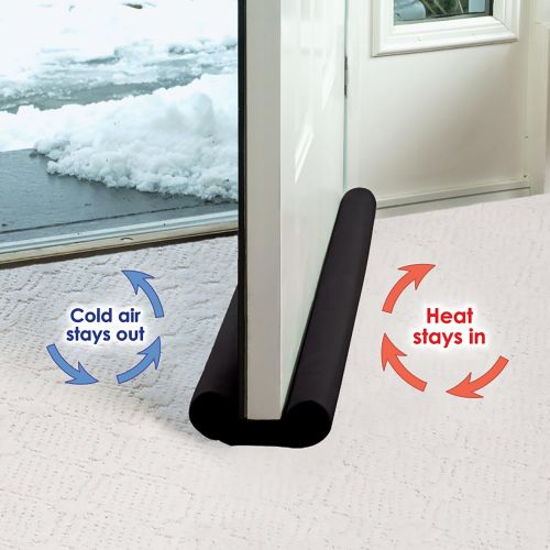  Twin Draft Guard 60234-DNA Energy Saving Under Door Draft Stopper, Set of 2, Black