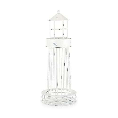  Twine Lighthouse Wine Cork Holder and Farmhouse Home Decor Kitchen Accessory, Set of 1, White