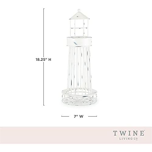  Twine Lighthouse Wine Cork Holder and Farmhouse Home Decor Kitchen Accessory, Set of 1, White