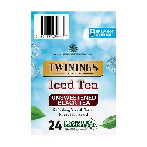  Twinings Iced Tea Unsweetened Black Tea K-Cup Pods for Keurig, Caffeinated, Refreshing, Smooth, Black Tea, 24 Count (Pack of 1)