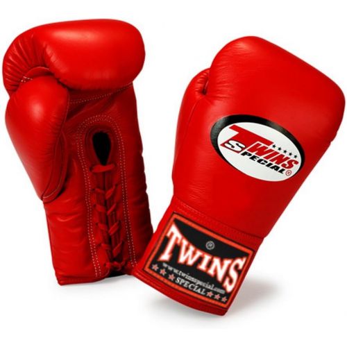  Twins Special Muay Thai Boxing Gloves Lace Closure BGLL-1 Color Red Size 8, 10, 12, 14, 16 oz for Muay Thai, Boxing, Kickboxing, MMA