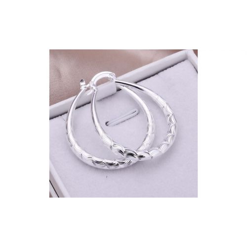  Twisted Line Hoop Earrings 925 Sterling Silver