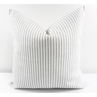 TwistedBobbinDesigns FARMHOUSE PILLOW COVER - Pillow Cover - Classic Stripe Cover -Sofa Pillow Cover -Ticking Stripe - Grey & White - Cotton -Decorative Pillow -