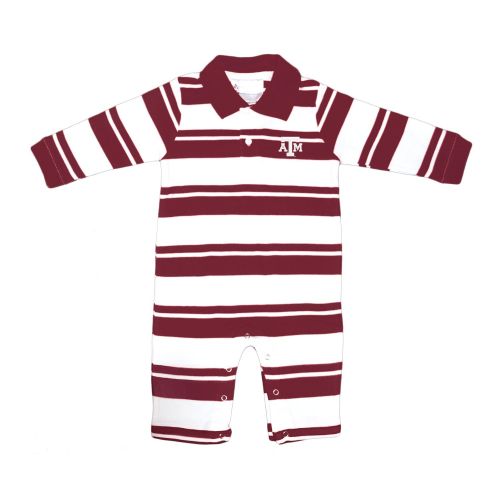  Two Feet Ahead Texas A&M Aggies NCAA College Infant Baby Rugby Striped Leg Romper