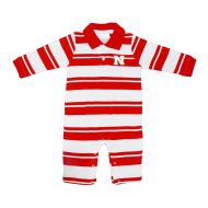 Two Feet Ahead Nebraska Cornhuskers NCAA College Infant Baby Rugby Striped Leg Romper