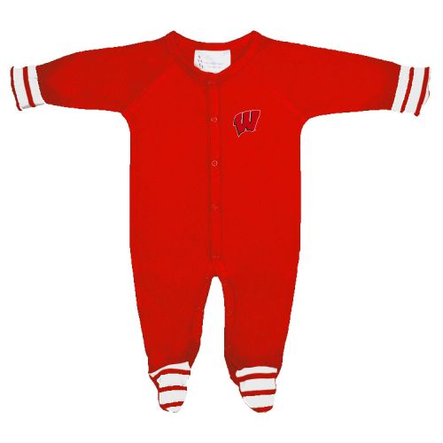  Two Feet Ahead Wisconsin Badgers NCAA Newborn Baby Long Sleeve Colored Footed Romper