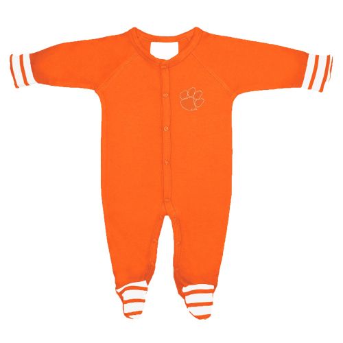 Two Feet Ahead Clemson Tigers NCAA Newborn Baby Long Sleeve Colored Footed Romper