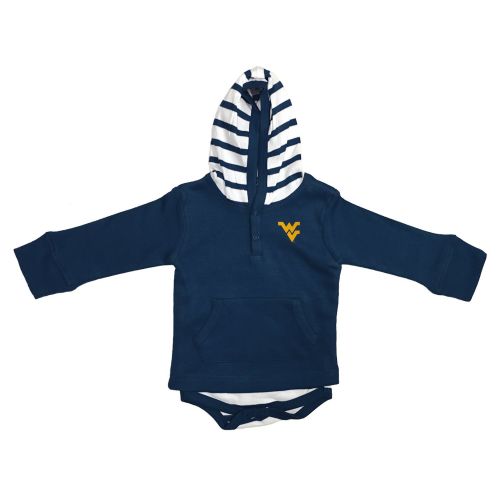  Two Feet Ahead West Virginia Mountaineers Newborn Infant Striped Hooded Creeper Sweatshirt Jacket