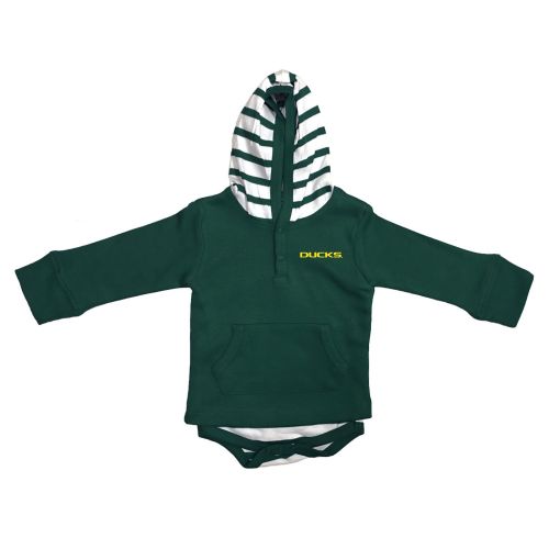  Two Feet Ahead Oregon Ducks Newborn Infant Striped Hooded Creeper Sweatshirt Jacket