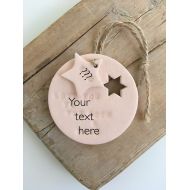 /TwoAndBoo Custom blush clay decoration ~ heart or star or circle ~ personalised ~ new baby gift ~ wedding gift ~ wedding favor ~ baby shower