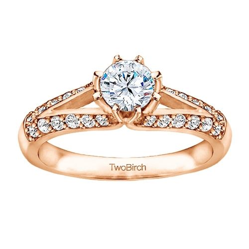  TwoBirch Ladys 10k Gold 1.11 Carat Moissanite Bridal Set (2 Rings - Engagement Ring & Wedding Ring) - White G-H by Twobirch