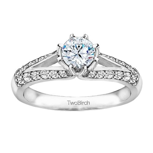  TwoBirch Ladys 10k Gold 1.11 Carat Moissanite Bridal Set (2 Rings - Engagement Ring & Wedding Ring) - White G-H by Twobirch