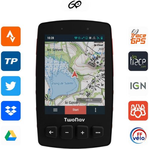  [아마존베스트]TwoNav - GPS Trail 2 Bike - Bicycle Touring MTB / 4 Front Buttons / 3.7 Inch Screen / Autonomy 20 Hours / Memory 32 GB / SIM Card / Topographic Map Included