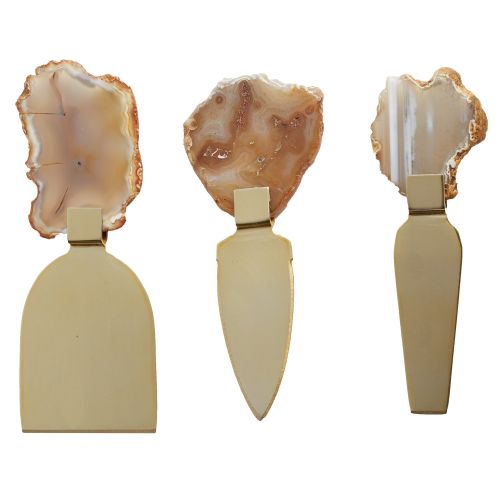  Twos Company PKB101-S3 Agate Cheese Knife Set (Set of 3) Brown