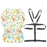 [아마존베스트]Twoworld Baby Stroller/High Chair Seat Cushion Liner Mat Pad Cover Resistant and High Chair Straps (5 Point Harness) 1 Suit (Animal)
