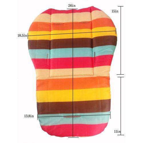  [아마존베스트]Twoworld Baby Stroller/Car/High Chair Seat Cushion Liner Mat Pad Cover Protector Rainbow Striped Water Resistant