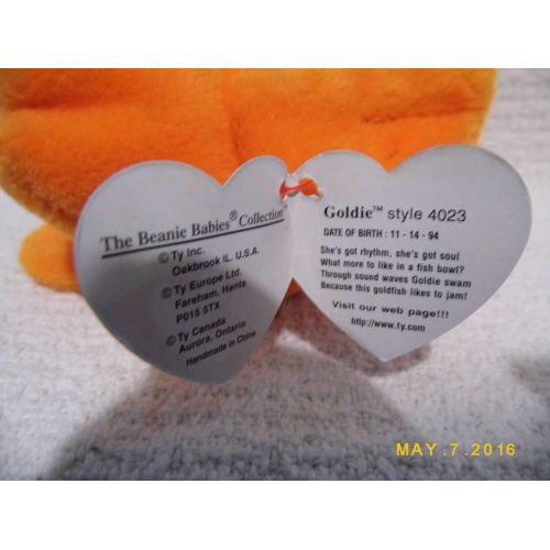  Ty RARE TY BEANIE BABY, GOLDIE THE GOLDFISH,RETIR