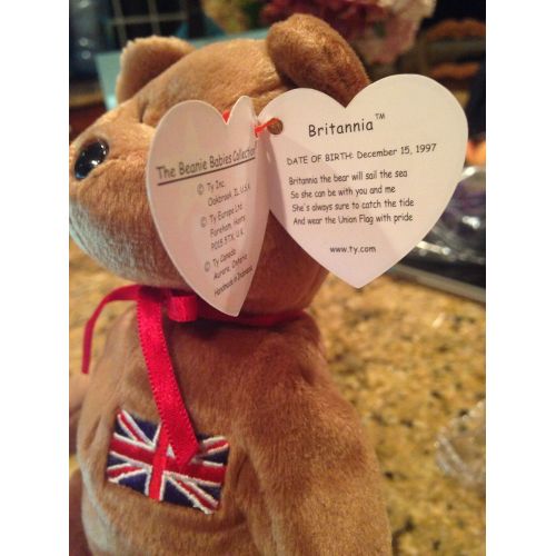  1997 Ty Britannia the Bear (Sewn British Flag) Beanie Baby