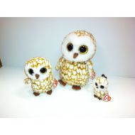 Ty TY SET OF 3 SWOOPS BROWN OWL BEANIE BOOS-NEW, MINT TAGS-LOVES TO PLAY TAG