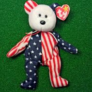 Ty Beanie Baby Spangle The White Face USA Patriotic Plush Toy MWMT Free Shipping