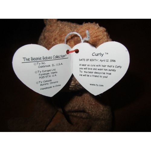  Ty 9693 TY Beanie Babies Collection, Retired Brown CURLY the Bear wErrors, NWT