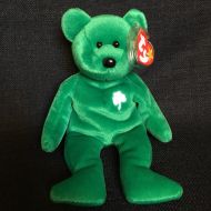 Ty Beanie Baby 1997 Erin ERRORS Green Bear White Shamrock St Patricks Day