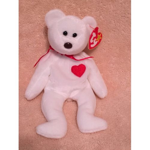  Ty TY Beanie Baby - VALENTINO the Teddy Bear-Pristine wMint Tags-PVC Pellet-RETIRE