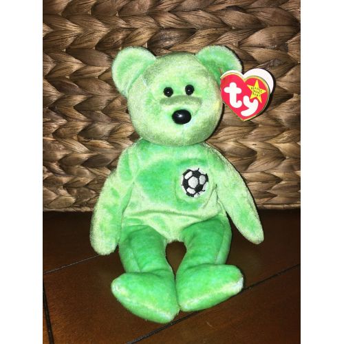  Ty 1998 TY Beanie Baby Kicks Green Teddy Bear RARE Retired Collectible Tag Error