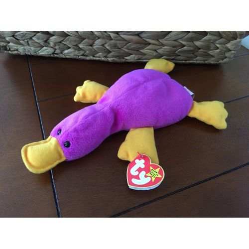  Ty TY RETIRED 1993 Patti The Platypus Beanie Baby - Purple with Gold feet