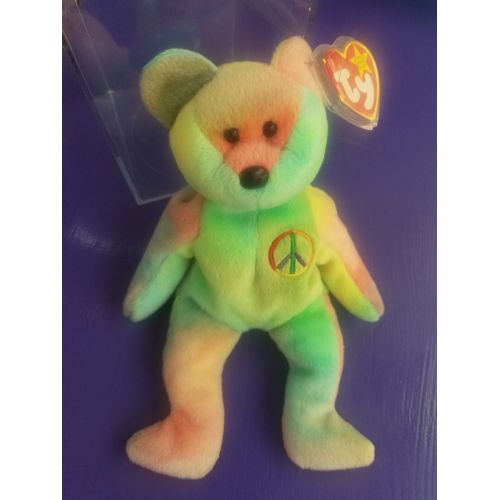  1996 Rare Retired Ty Beanie Baby Peace Bear Style 4053 PVC Pellets