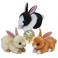 Ty Beanie Babies Rabbits CHECKERS, CREAMPUFF, SWEETIE PIE gift set of 3 Plush 6-8 inches tall Toys with Bonus 3Animals Sticker