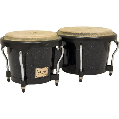  Tycoon Percussion 7 Inch & 8 12 Inch Artist Series Bongos - Metallic Black Finish