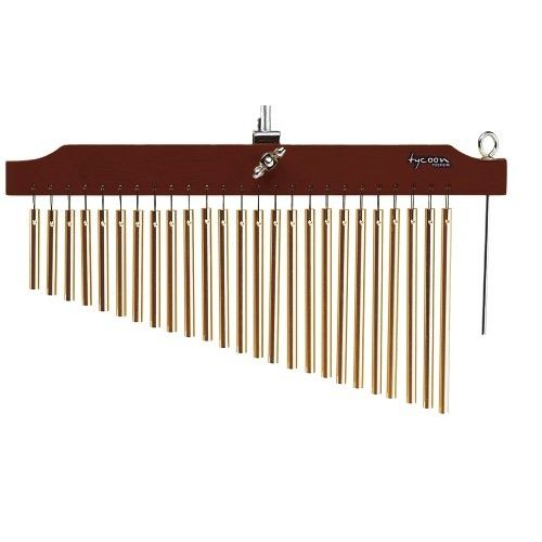  Tycoon Percussion 25 Gold Chimes With Brown Finish Wood Bar