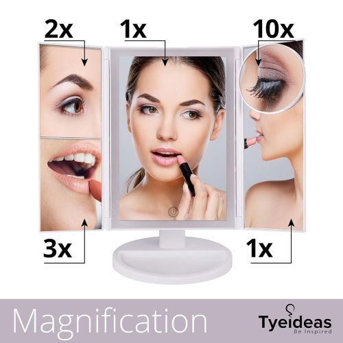  Tyeideas LED Lighted Makeup Vanity Mirror - 4 Cosmetic Brushes and Lighted Travel Compact